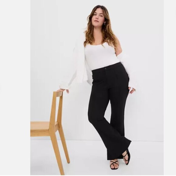 GAP High Rise Ponte SPLIT FLARE Stretch Y2k Pants Black Size 6 TALL #514108 NWT - Picture 4 of 6